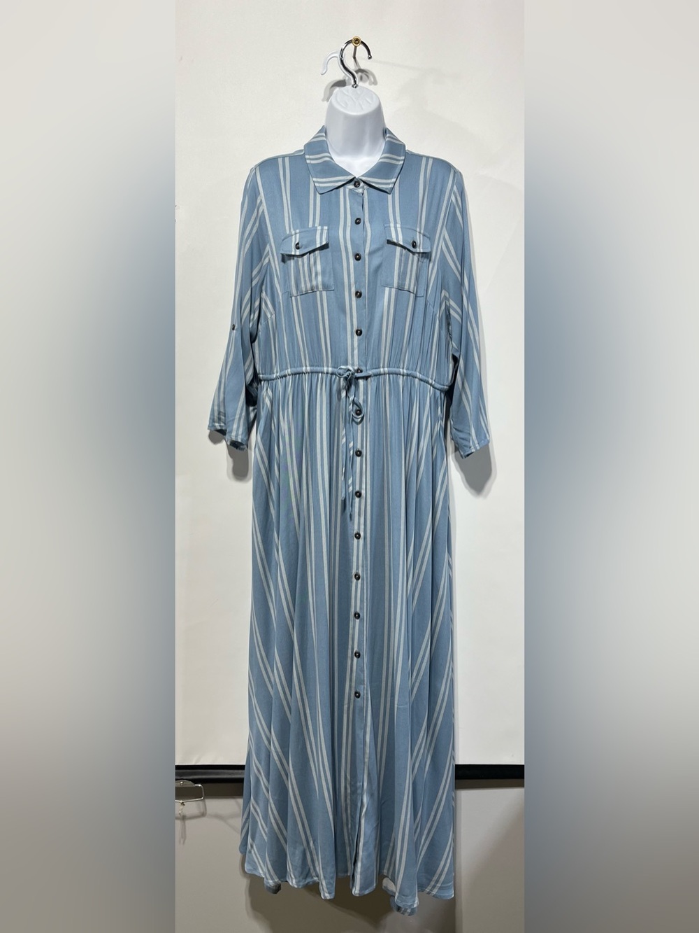 Torrid Light Blue Challis Maxi Shirtdress Size Large 12 New With Tags
